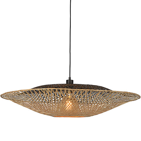 Beige and black bamboo pendant light