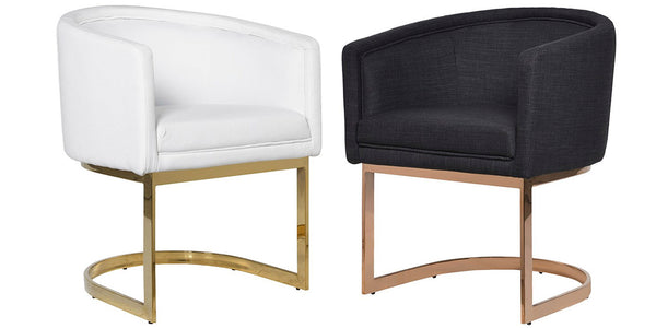 Black and White Dining Chair Rose Gold Frame 