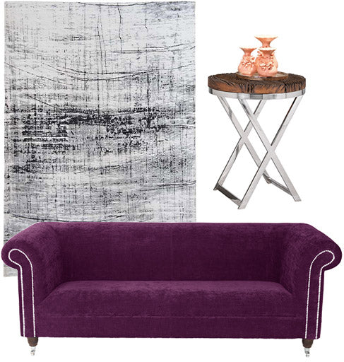 Byron Amethyst Crushed Velvet Chesterfield Sofa Modish Living