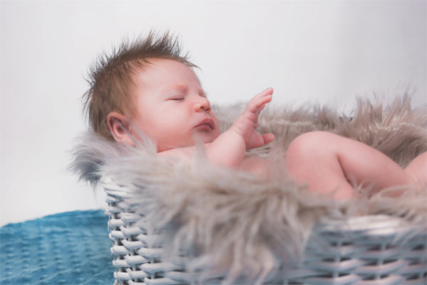 Faux Fur Grey Sheepskin Rug in Nursery