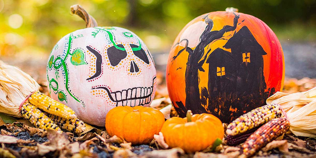 2 painted pumpkins