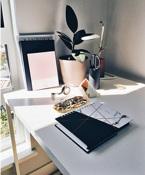 White Desk With Gold Frame