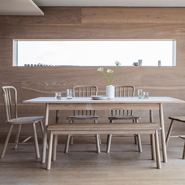 Wycombe Oak Extending Dining Table with Chairs and Oak Bench