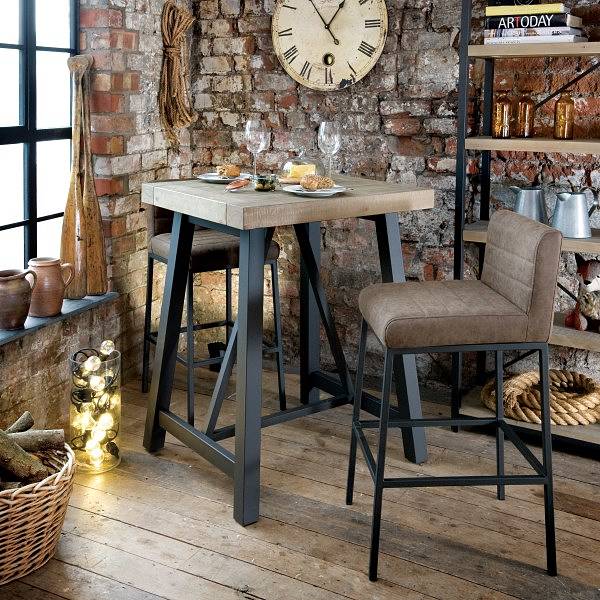 Lansdowne Faux Leather Industrial Bar Stools and Table