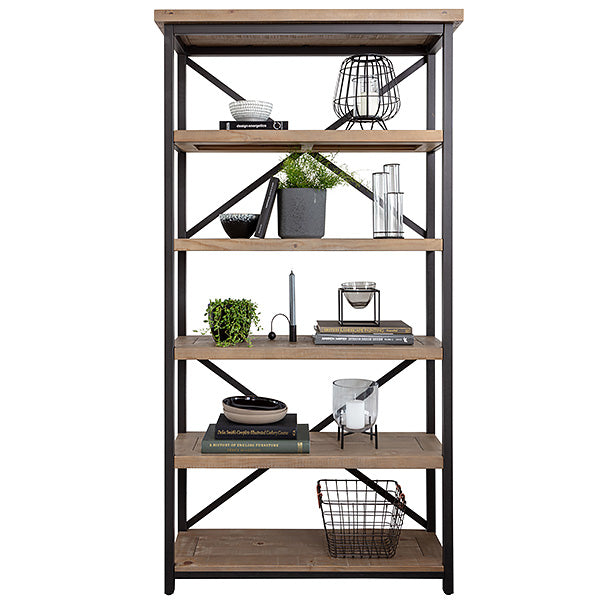 Industrial Lansdowne Rustic Wood Bookcase