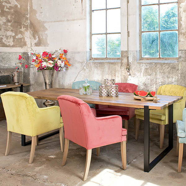 Maddox Industrial Reclaimed Elm Dining Table and Chairs