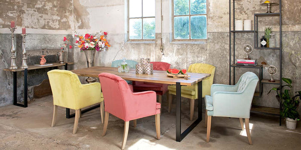 Maddox Industrial Reclaimed Elm Dining Table and Chairs