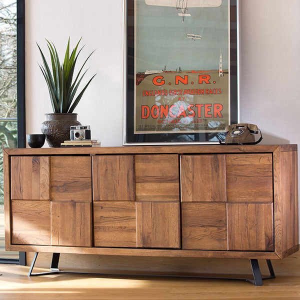 Mitcham Industrial Oak Squared Large Sideboard