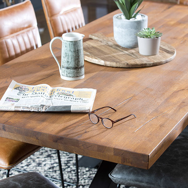 Mitcham Industrial Oak Spider Leg Dining Table Top