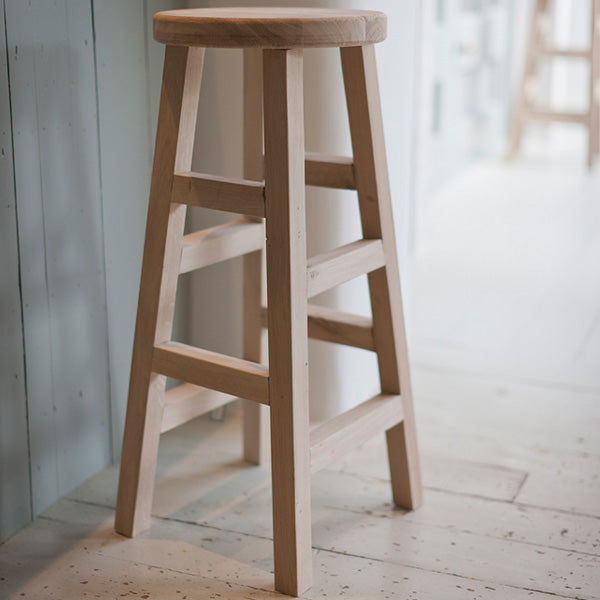 Raw Light Oak Tall Stool