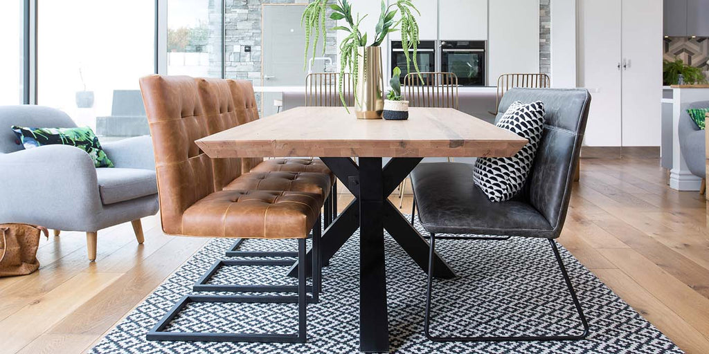 Rocco Industrial Rustic Oak Spider Leg Dining Table