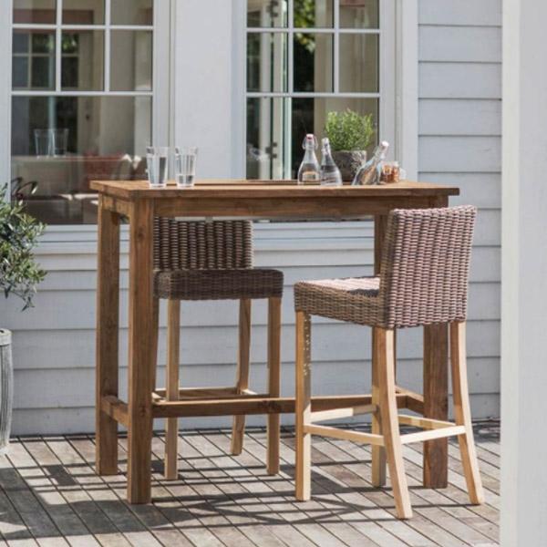 St Mawes Bar Table with Drinks Cooler in Reclaimed Teak
