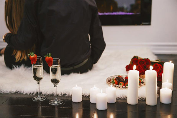 Valentines Day Couple on Sheepskin Rug
