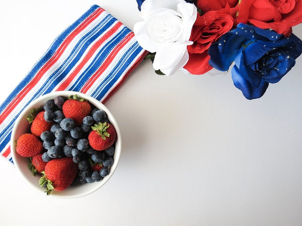 American Independence day flowers and strawberry