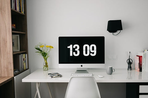 Office Desk styling for home with flowers