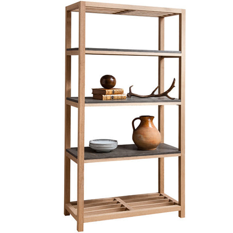 Hudson Living Oak and Concrete Bookcase