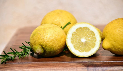 lemons on reclaimed wood table