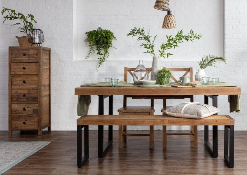 reclaimed wood dining table wooden dining bench